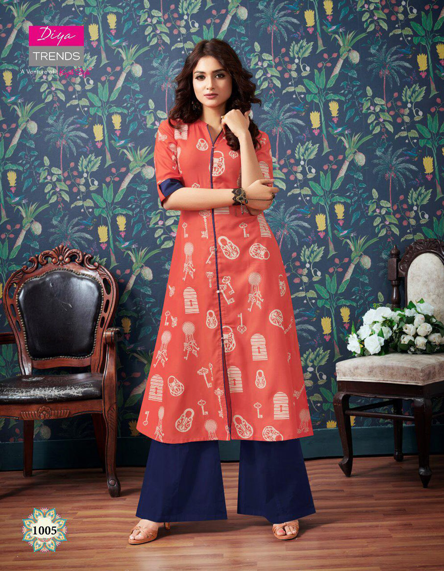 Purplecity Vol-1 Diya Trends Pigment Gold print Kurti Purplecity Vol-1 Diya Trends Pigment Gold print Kurti